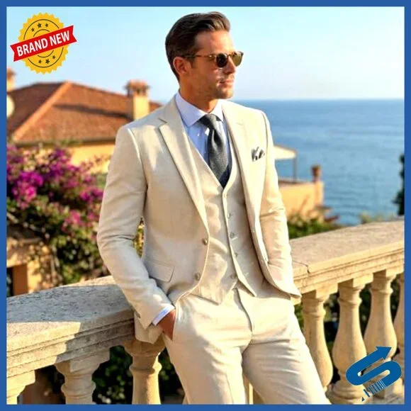 Slim Fit 3-Piece Suit Set Jacket Vest Pants Formal Wedding Prom